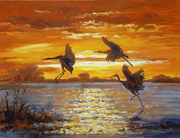 . : «  ». : Irek Szelag. : https://fineartamerica.com/featured/sunset-with-cranes-irek-szelag.html