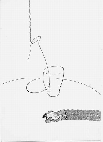 Иллюстрация. Автор: Виктор Тополь. Название: "Натюрморт и глюк". Источник: http://artnow.ru/ru/gallery/2/5683/picture/5/101469.html