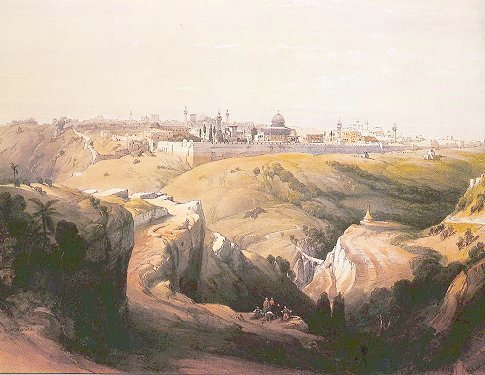 Иллюстрация. Название: "Иерусалим, вид с Масличной горы". Автор: Дэвид Робертс.