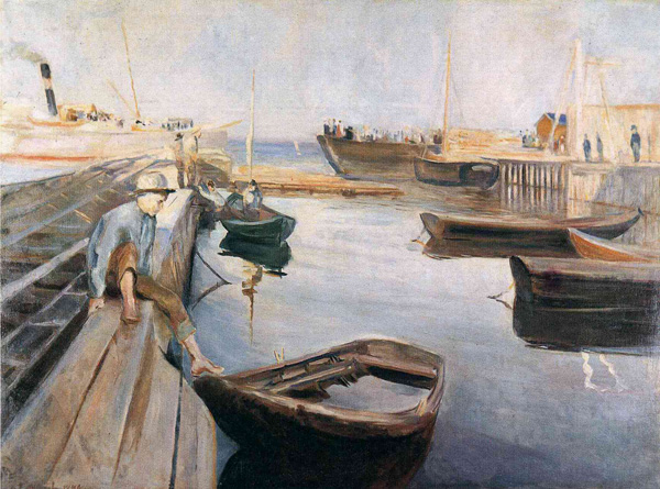 . : «Postbatens ankomst» (1890). : Edward Munch. : http://newlit.ru/