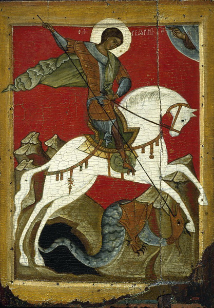 Новгородская икона «Чудо Георгия о змие» (конец XIV в.)
