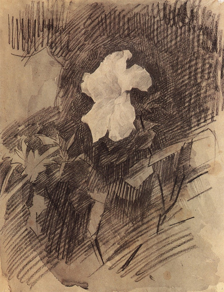 Врубель. Белая азалия с листьями. 1886–1887.