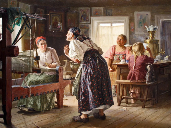 . : « » (1893 .). :   (1844–1911). : https://zen.yandex.com/media/kartinisistoriei/svekrov-i-nevestka-aktualnaia-problema-v-kartine-xix-veka-5c6533ce0cfdc500ac23f7a1