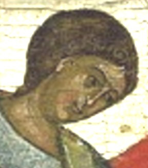 Новгородская икона «Чудо Георгия о змие» (конец XIV в., фрагмент)