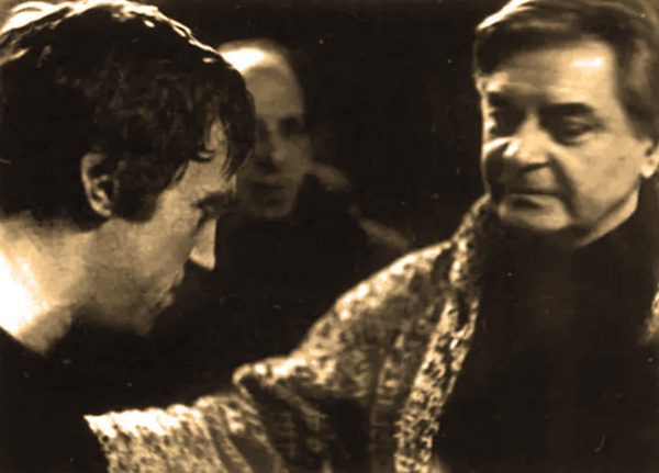 Владимир Высоцкий и Юрий Любимов. Театр на Таганке. Репетиция спектакля «Гамлет», 1971 год.