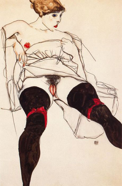 Иллюстрация. Название: «Женщина в чёрных чулках». Автор: Эгон Шиле (1913 г.). Источник: http://newlit.ru/