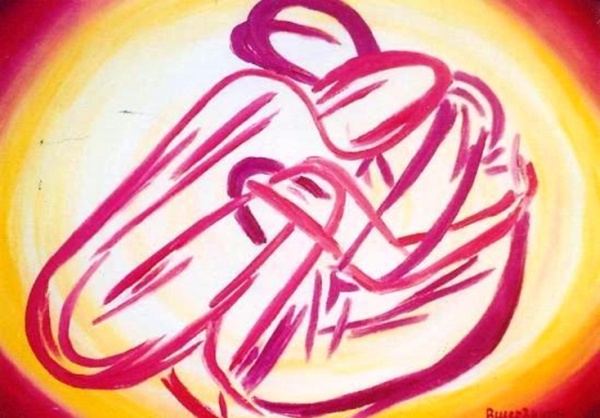 Embrace,  2000   Oil on canvas, 4969 cm