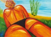 A woman lies in the sun, 1998   Oil on canvas 9770 cm