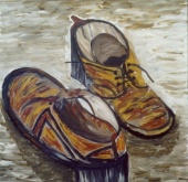 Old  boots, 2001. Oil on canvas, 5050 cm