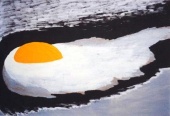 The fried eggs, 1998  Oil on canvas, 9770 cm