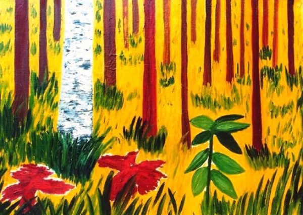Autumnal forest,  1998 Oil on canvas, 97 х 70 cm