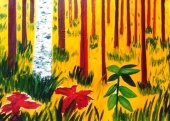 Autumnal forest,  1998 Oil on canvas, 97  70 cm