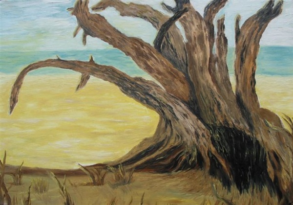 Trees die costing{standing},  2007  Oil on canvas, 50  70 cm 