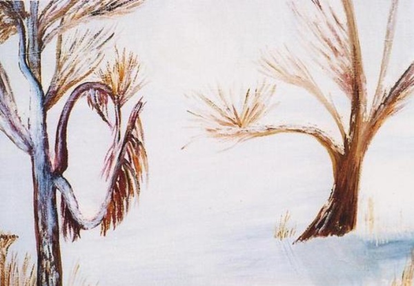 Winter trees and the sun, 1997 il on canvas, 9770 cm